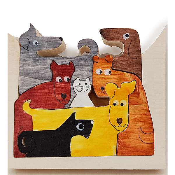 Puzzle  1 gato y 6 perros