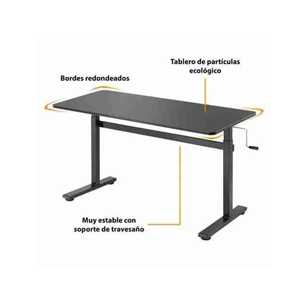 MESA DE ESCRITORIO CON REGULADOR DE ALTURA MANUAL 140X60CM CROMAD