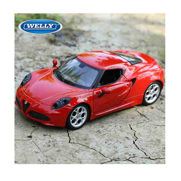 Maqueta metal 1/24 de colección Alfa 4C rojo Welly