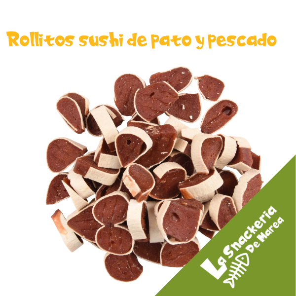 ROLLITOS DE SUSHI, PATO Y ABADEJO 85 GRM