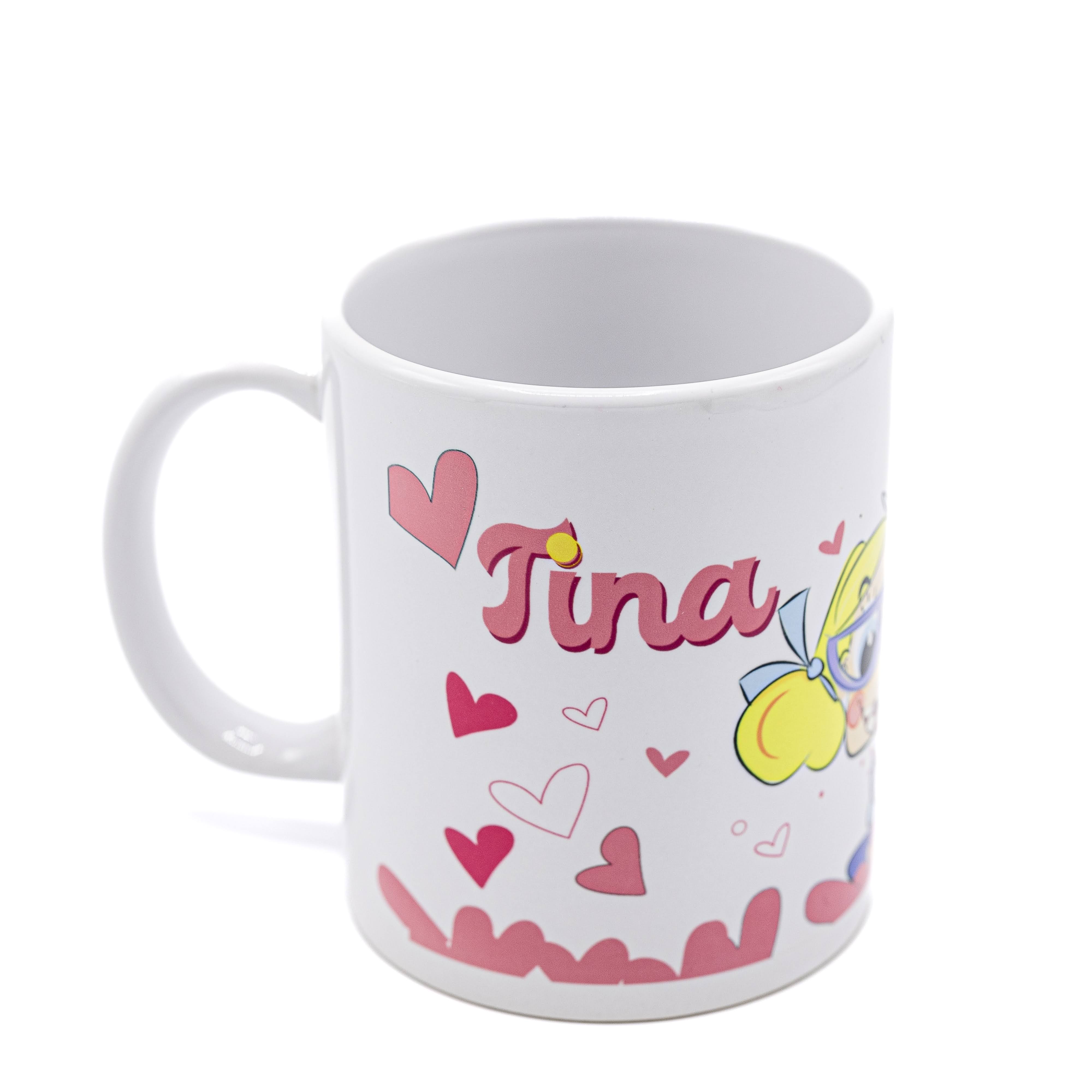 Taza de Tina y Ro con Corazones. (Merchandising). 