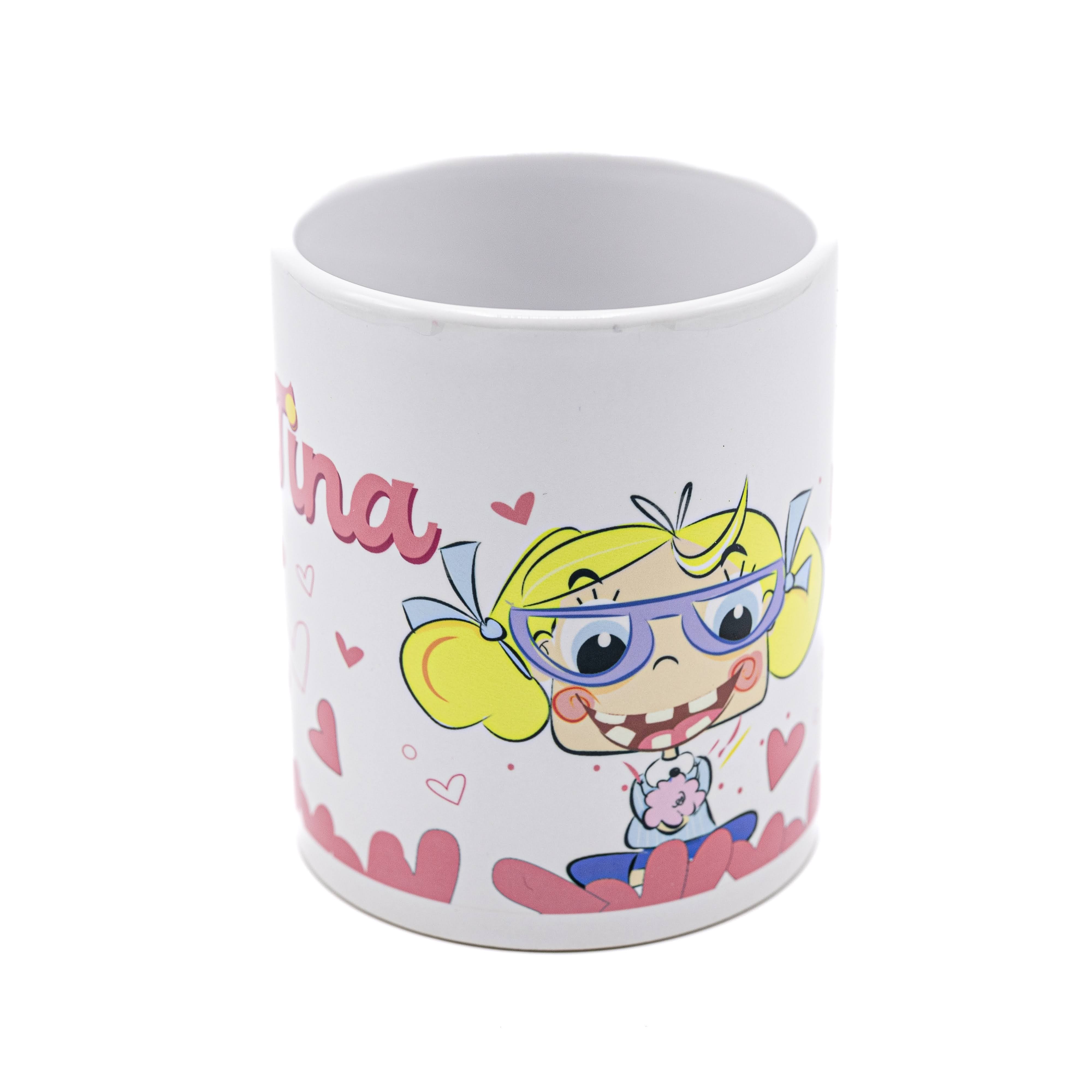 Taza de Tina y Ro con Corazones. (Merchandising). 