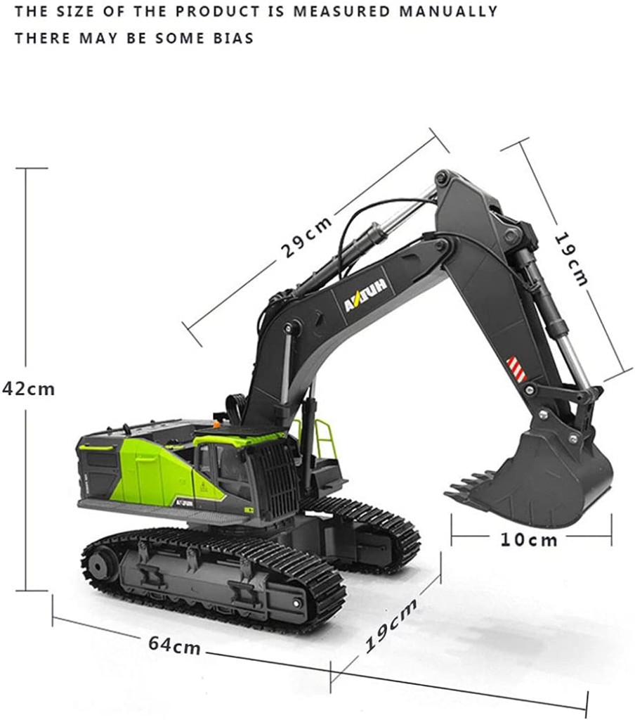 Excavadora RC Huina 1593 1/14 22ch con Pala Metálica (verde)