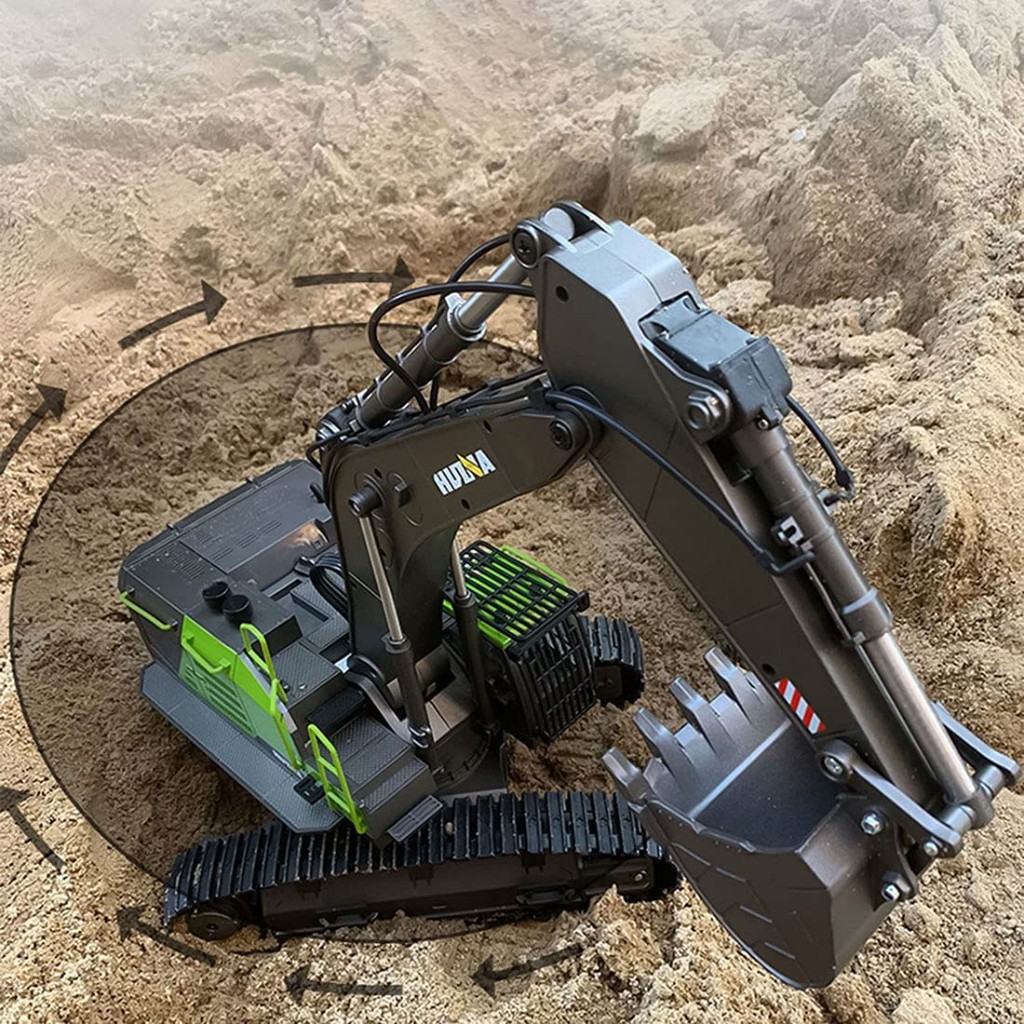 Excavadora RC Huina 1593 1/14 22ch con Pala Metálica (verde)